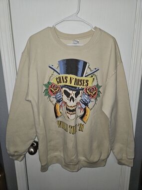 Guns N' Roses Cream Graphic Crewneck Sweatshirt